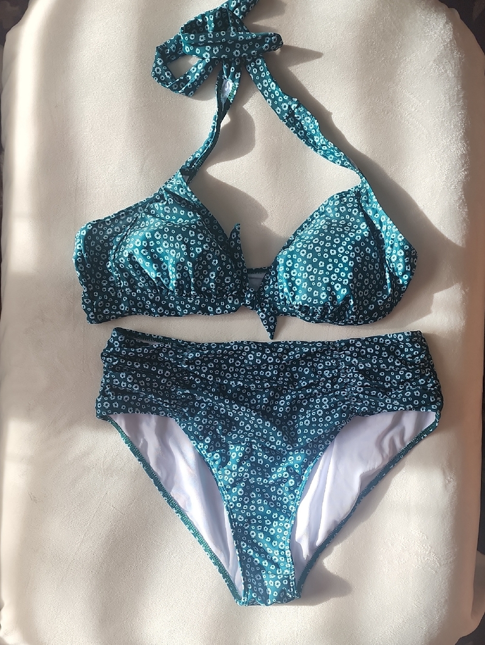 NWOT; Teal Floral Print Bikini Set